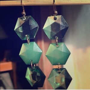 Geometric Green Earrings